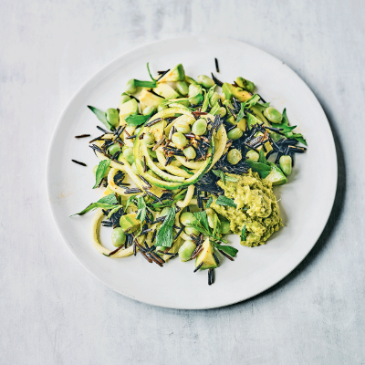 courgette-broad-bean-wild-rice-avocado-salad